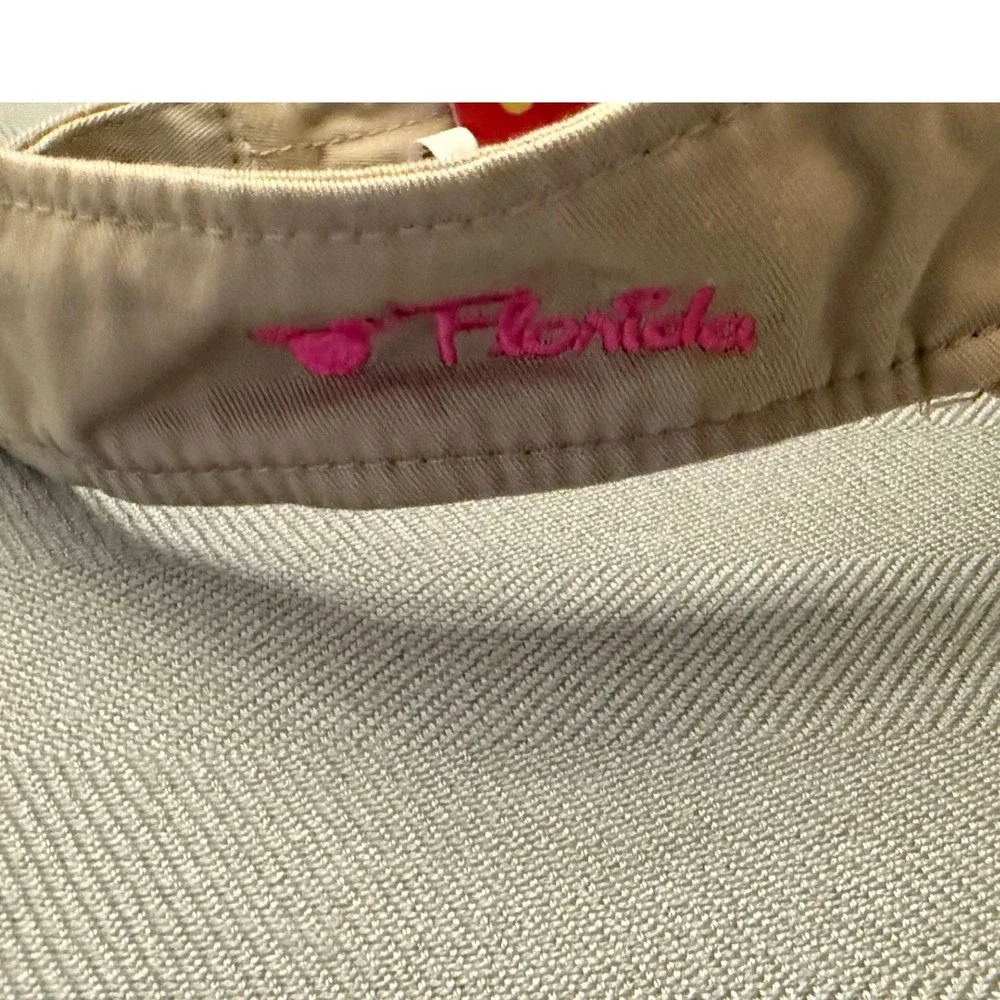 Disney Parks Minnie Mouse Florida Khaki Sun Visor Hat Adjustable Tan Pink